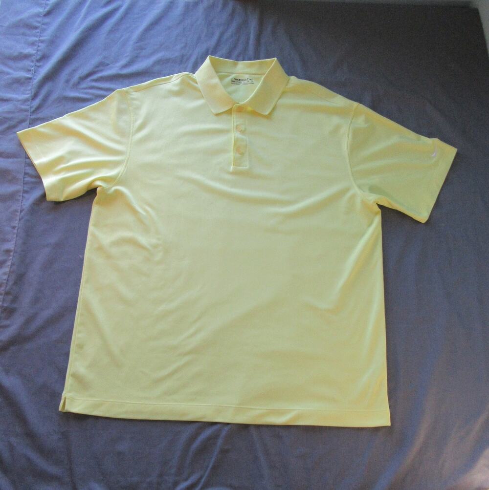 Nike Golf Polo Shirt Men's Size XL Yellow Dri-Fit Athletic Casual Hiking